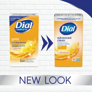 Dial Antibacterial Deodorant Bar Soap, Advanced Clean, Gold, 4 oz, 12 Bars NEW
