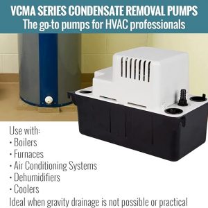 Little Giant VCMA-15ULS 115 Volt, 65 GPH, 1/50 HP Automatic Condensate Removal Pump with Safety Switch, White/Black, 554405