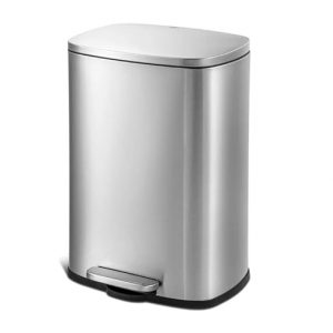 50L/13Gal Heavy Duty Hands-Free Stainless Steel Commercial/Kitchen Step Trash Can, Fingerprint-Resistant Soft Close Lid Trashcan, 50L / 13 GAL
