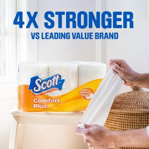 Scott ComfortPlus Toilet Paper, 12 Double Rolls, 231 Sheets per Roll, Septic-Safe, 1-Ply Toilet Tissue