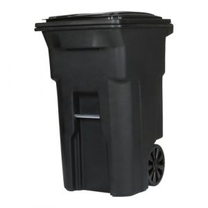 64-Gallons Black Plastic Wheeled Trash Can with Lid Outdoor, Long-Lasting Service Life