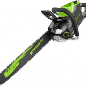 Greenworks 80V 20″ Brushless Cordless Chainsaw (Great For Tree Felling, Limbing, Pruning, and Firewood), 75+ Compatible Tools, Tool Only, Green